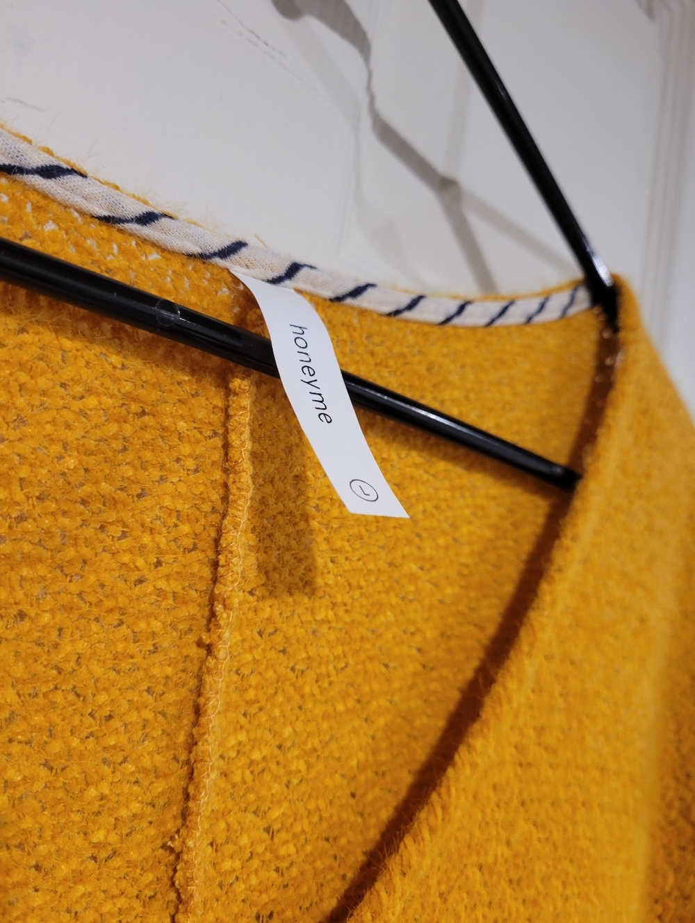 Honeyme Heaven Sweater Mustard Yellow Oversized Knit V-Neck Large - Picture 2 of 7